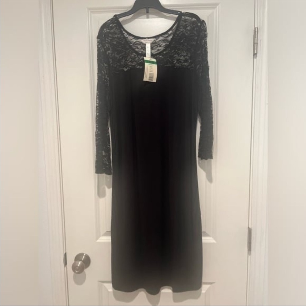 Three Seasons Maternity Black Lace Long Sleeve Dress 3/4 Sleeve - Picture 5 of 6